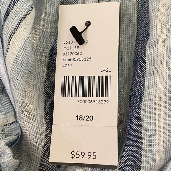 Lane Bryant New Plus Size 18 Linen Cotton Blend Striped Off The Shoulder Top - Picture 15 of 16